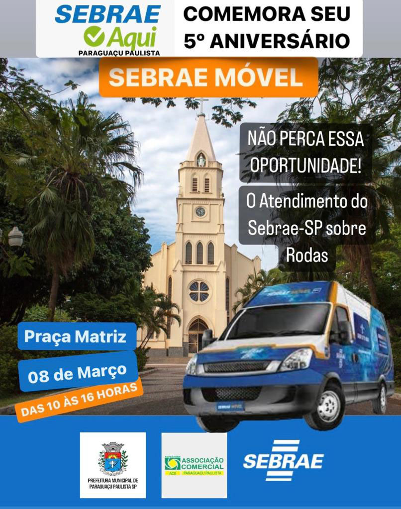 Nesta quarta-feira, dia 8 de março, a unidade móvel do Sebrae chega a Paraguaçu Paulista para atendimento ao público. A van customizada estará equipada com computadores, internet, ar-condicionado e cartilhas com informações e orientação para pequenos negócios