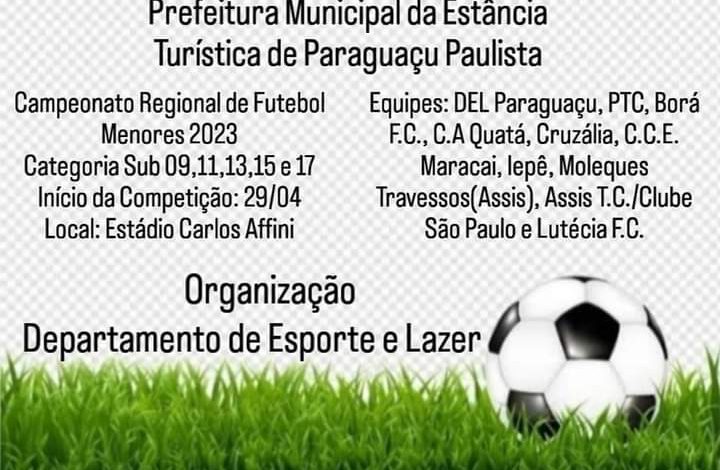 Paraguaçu recebe Campeonato Regional de Futebol para Menores