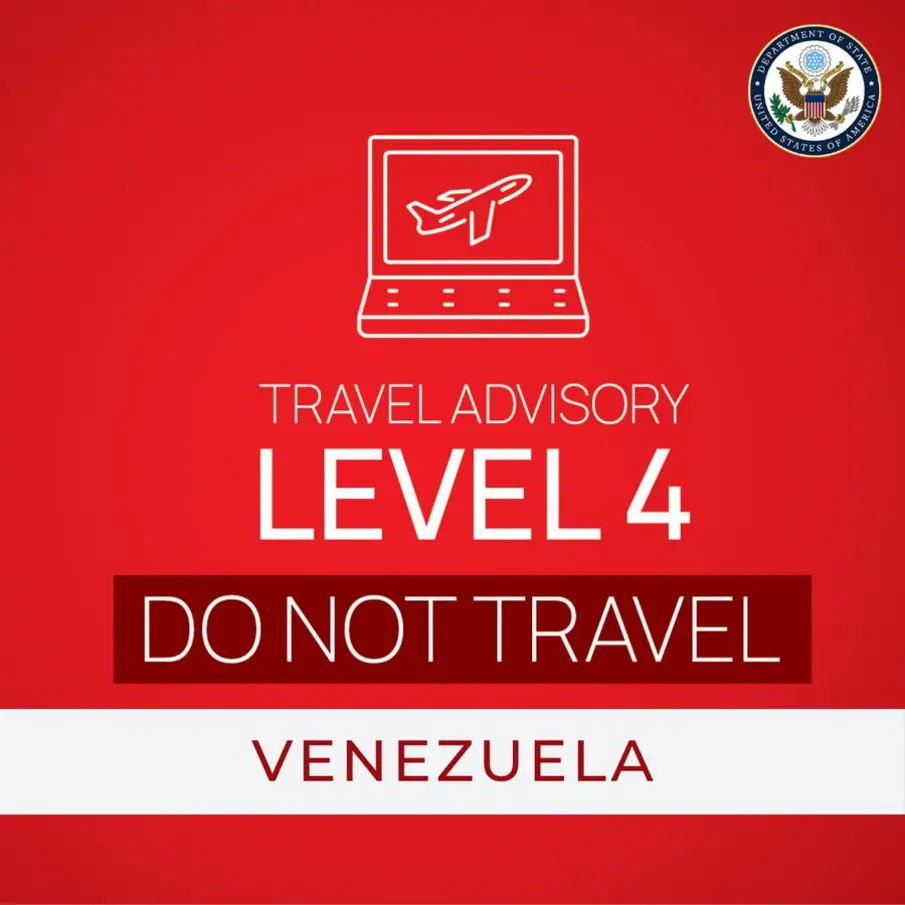 Americanos que planejam viajar à Venezuela devem ser extremamente cautelosos, pois o governo dos EUA emitiu alerta máximo de risco 4, recomendando evitar o país devido à situação política e social instável e perigosa.