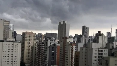 Frente fria avança sobre SP, trazendo um domingo nublado e chuvoso. Temperaturas mínimas cairão entre 15°C e 18°C e máximas entre 22°C e 25°C. Chuva será pontual, mas é importante cuidado na estrada.