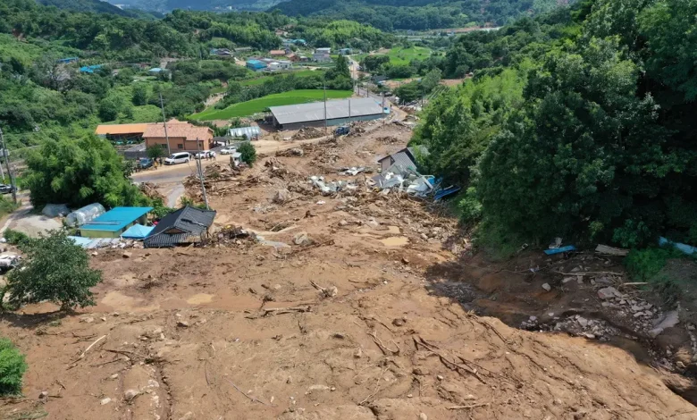 Violent storm hits South Korea, causing devastation and at least 14 deaths, with widespread flooding, landslides, and thousands displaced.