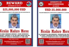 A DEA aumenta recompensa para US$ 25 milhões por informações que levem à prisão de Maduro, Cabello e Padrino López, acusados de pertencer ao Cartel de Los Soles.