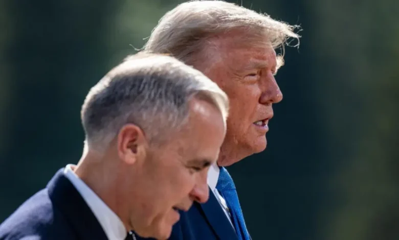 Trump Rejeita Reconhecimento de Palestina pelo Canadá e Ameaça Negociações Comerciais 1 Trump critica decisão do Canadá de reconhecer Palestina, ameaçando impacto em negociações comerciais.