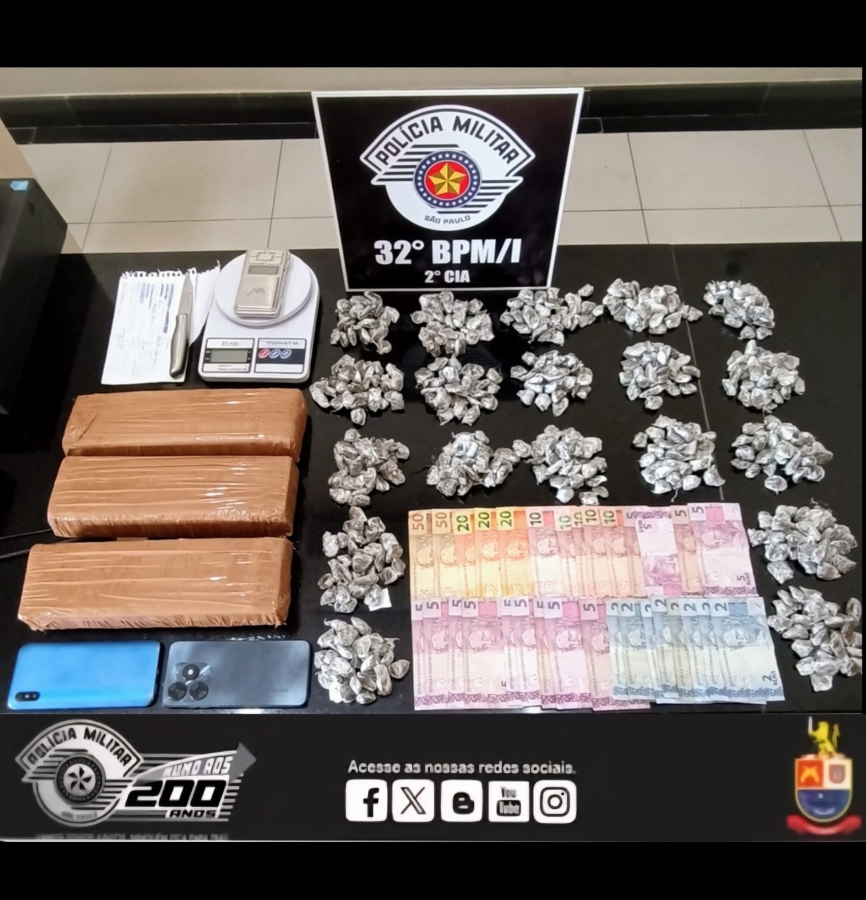 Menor e apreendido com mais de 4 kg de maconha em Paraguacu Paulista