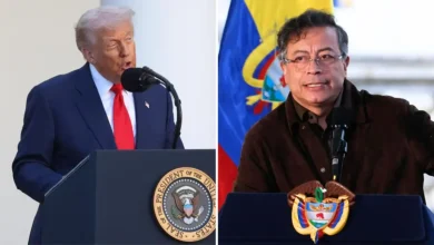 Donald Trump anuncia suspensão de pagamentos à Colômbia após acusações de que o presidente colombiano, Gustavo Petro, é um líder do tráfico de drogas e incentiva a produção de entorpecentes.