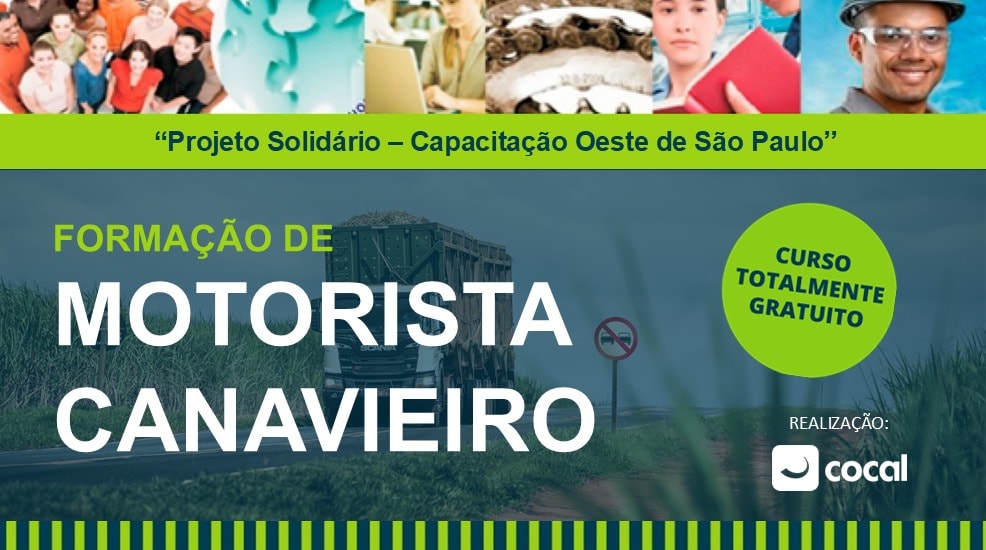 Cocal Abre 30 Vagas Gratuitas em Paraguaçu Paulista para Formação de Motorista Canavieiro 6 Curso Gratuito Cocal 30 Vagas para Motorista Canavieiro em Paraguacu