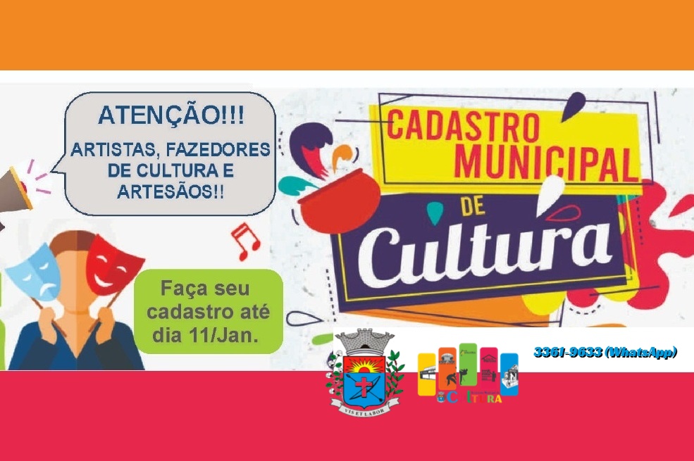 Paraguaçu Paulista convoca artistas para cadastro cultural 6 Secretaria de Cultura convoca artistas para atualizacao do Cadastro Municipal de CulturaA Prefei