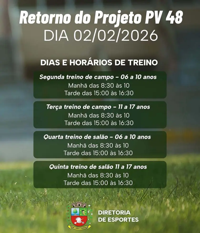 Projeto PV48: Lutécia Retoma Treinos e Impulsiona Esporte Juvenil 6 Lutécia celebra o retorno dos treinos do Projeto PV48 em 2 de fevereiro, oferecendo atividades esportivas gratuitas para jovens. Conheça a programação completa!