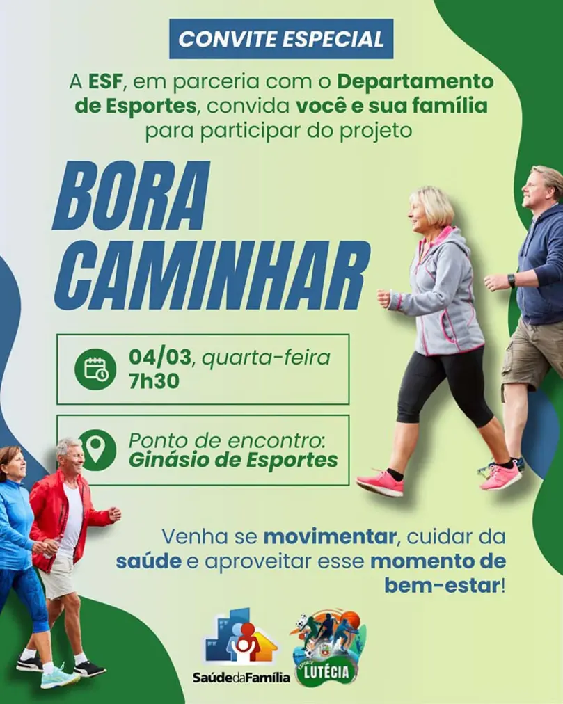 Lutécia/SP impulsiona a saúde pública com o projeto 'Bora Caminhar', uma iniciativa da USF e Departamentos de Saúde e Esportes. Descubra os benefícios e participe!