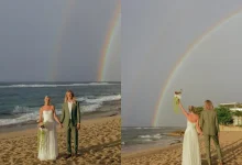 Um casamento em Porto Rico parecia arruinado por uma tempestade, mas a natureza surpreendeu com um arco-íris duplo. Veja essa história viral de amor e resiliência.