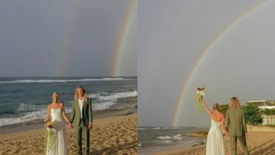 Um casamento em Porto Rico parecia arruinado por uma tempestade, mas a natureza surpreendeu com um arco-íris duplo. Veja essa história viral de amor e resiliência.