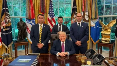 Encontro entre Flávio Bolsonaro e Donald Trump no Salão Oval gera intensa repercussão política e polariza debate sobre segurança pública no Brasil.