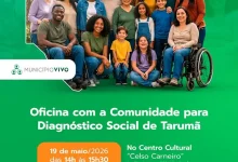 Tarumã sediará uma oficina vital para apresentar e debater seu Diagnóstico Social em 19/05/2026. Participe ativamente e ajude a moldar o futuro do município.