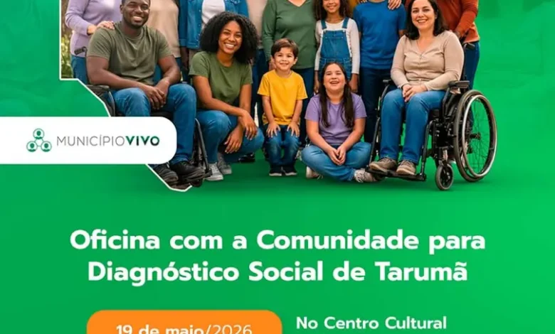 Tarumã sediará uma oficina vital para apresentar e debater seu Diagnóstico Social em 19/05/2026. Participe ativamente e ajude a moldar o futuro do município.