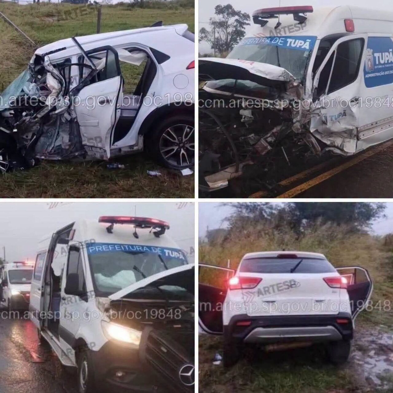 Grave acidente na SP 294 em Pompeia envolve van de saude de Tupa e SUV. Saiba os detalhes da colisao frontal o resgate de 8 vitimas e o estado de saude