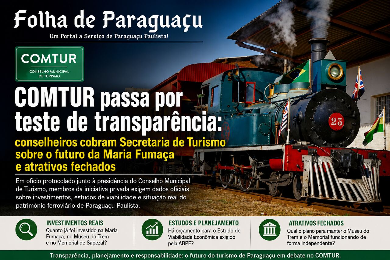 COMTUR passa por teste de transparência: conselheiros cobram Secretaria de Turismo sobre o futuro da Maria Fumaça e atrativos fechados 6 Maria Fumaca Paraguacu Paulista