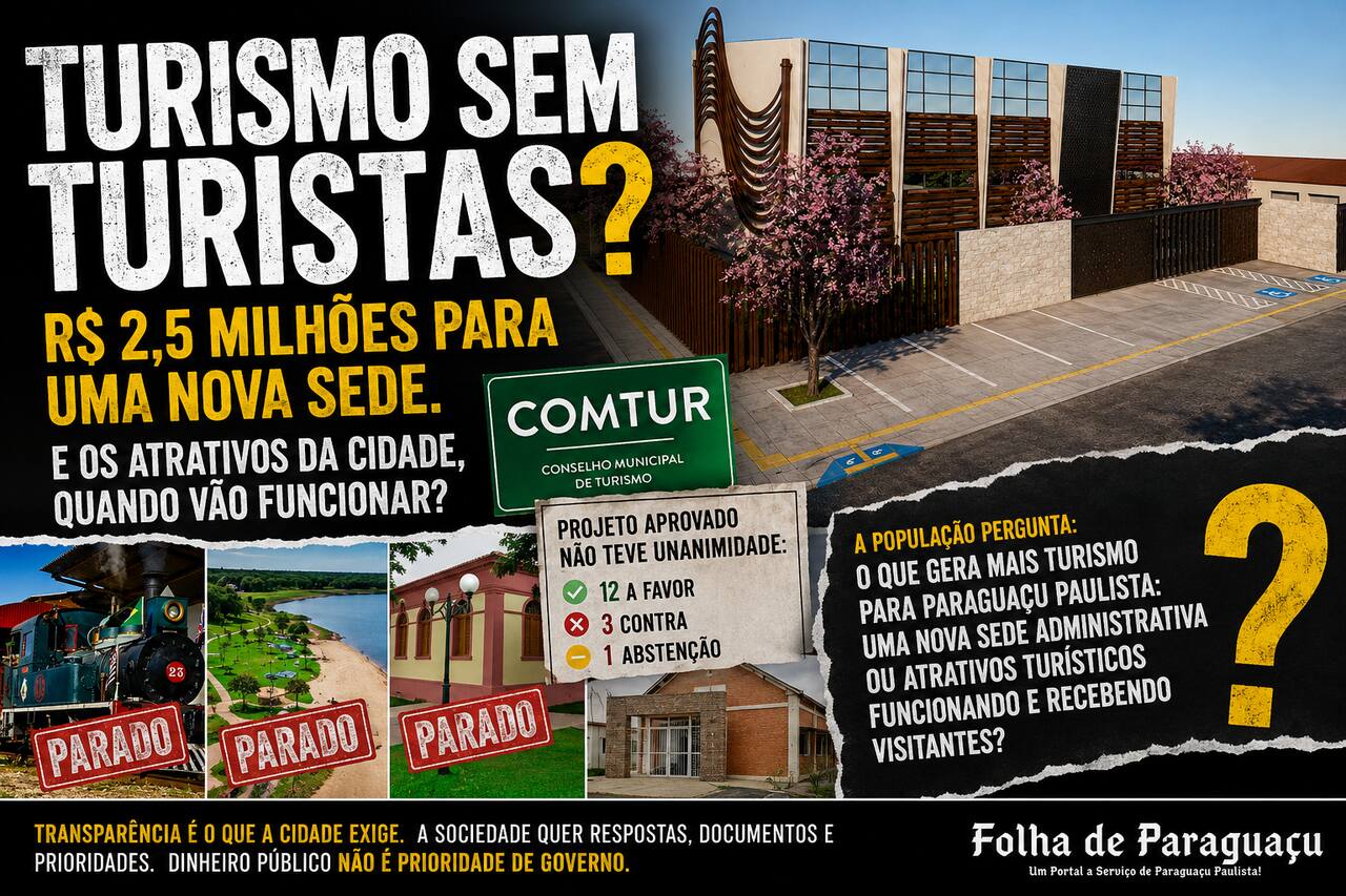 Populacao e vereadores questionam a prioridade de uma nova sede administrativa frente aos atrativos turisticos paralisados no municipio