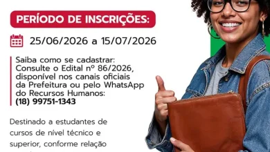 A Prefeitura de Tarumã abriu inscrições para o processo seletivo de estágio em 2026, com vagas para estudantes de ensino técnico e superior da região. Garanta sua chance de experiência na administração pública. Inscreva-se já!
