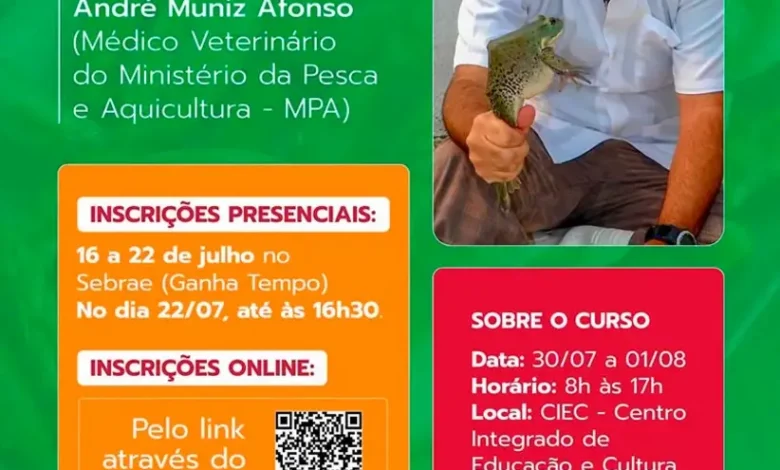 Oportunidade de capacitação: a cidade de Tarumã abre inscrições para curso gratuito de ranicultura. Aprenda técnicas de manejo e produção sustentável.