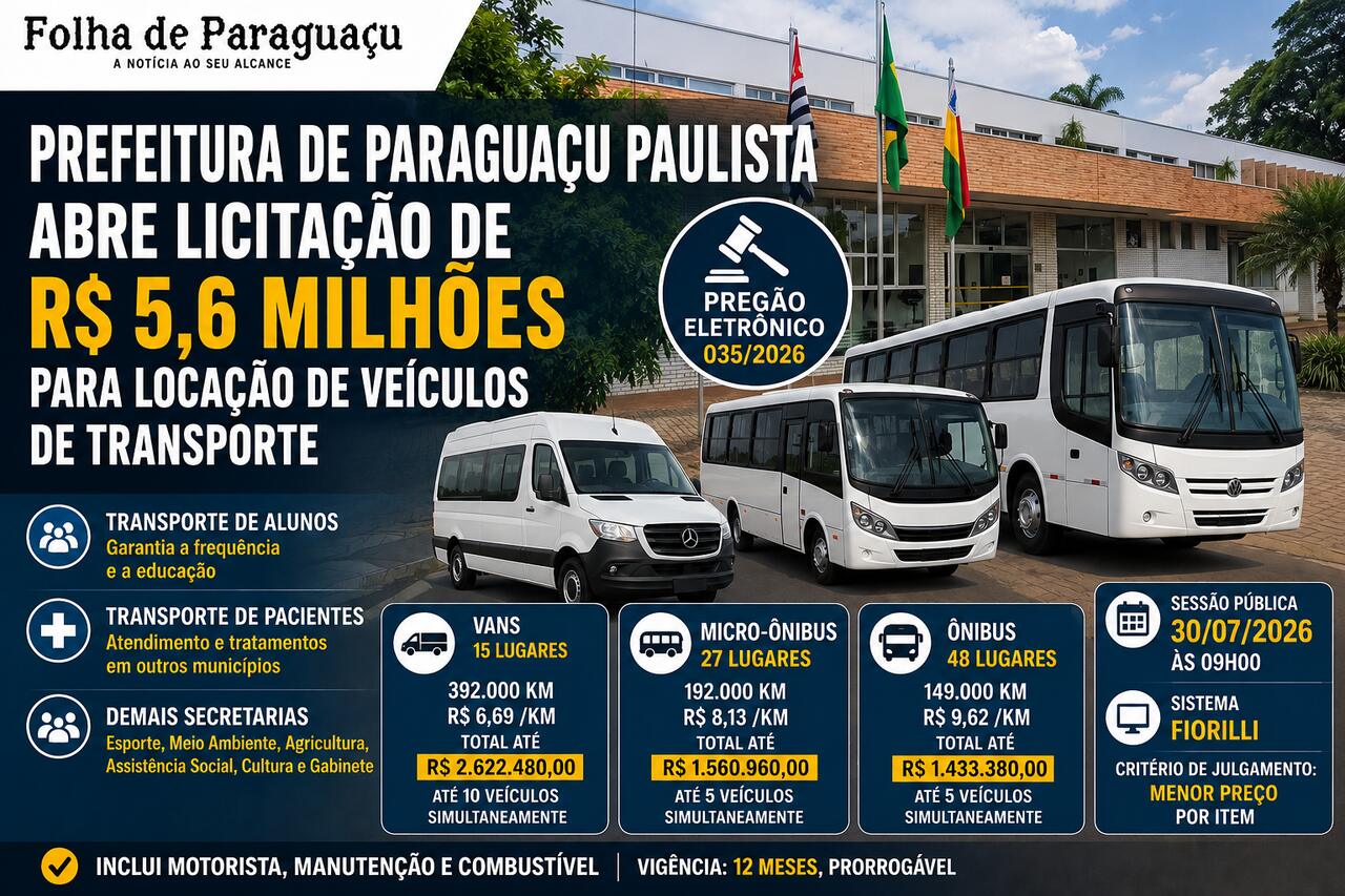 Licitação de Transportes em Paraguaçu Paulista: R$ 5,6 Mi 6 licitacao prefeitura