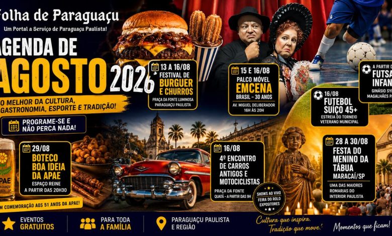 Agenda de Eventos em Paraguacu Paulista e Regiao Agosto 2026