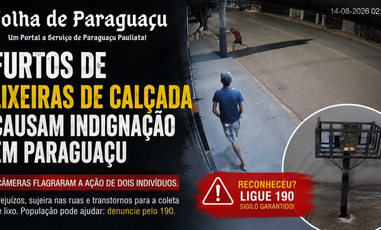 Furtos de Lixeiras de Calcada Causam Indignacao e Transtornos em Paraguacu Paulista