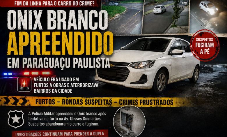 Onix Branco Usado em Furtos a Obras e Apreendido na Ulisses Guimaraes