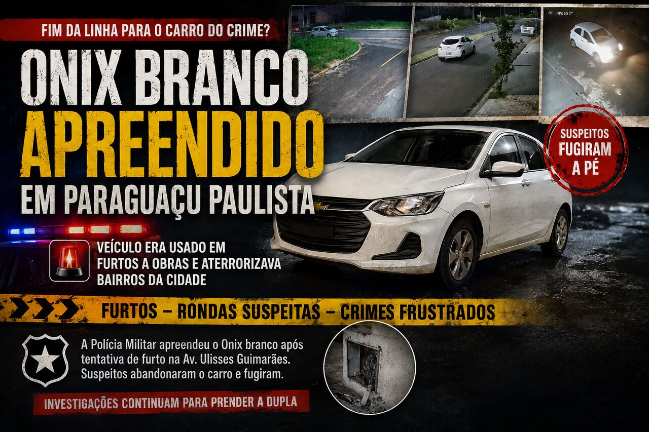 Onix Branco Usado em Furtos a Obras e Apreendido na Ulisses Guimaraes