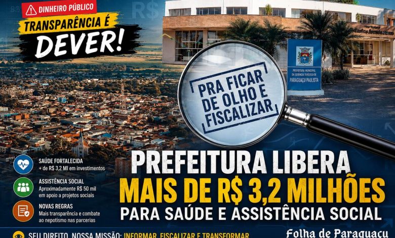 Prefeitura Libera R 32 Milhoes para Saude em Paraguacu Paulista