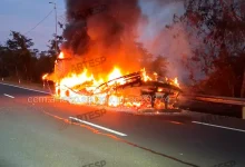 Um caminhão carregado com 16 toneladas de chapas metálicas foi consumido pelas chamas na rodovia SP-333, em Echaporã. Confira os detalhes do atendimento.