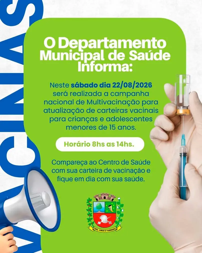 A cidade de Lutécia realiza neste sábado uma força-tarefa de multivacinação para atualizar a caderneta de vacinas de crianças e adolescentes. Confira os detalhes.