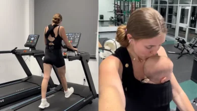 Uma mãe enfrentou duras críticas nas redes sociais ao compartilhar vídeo treinando na esteira com a filha de apenas 5 meses no colo. Confira os detalhes.