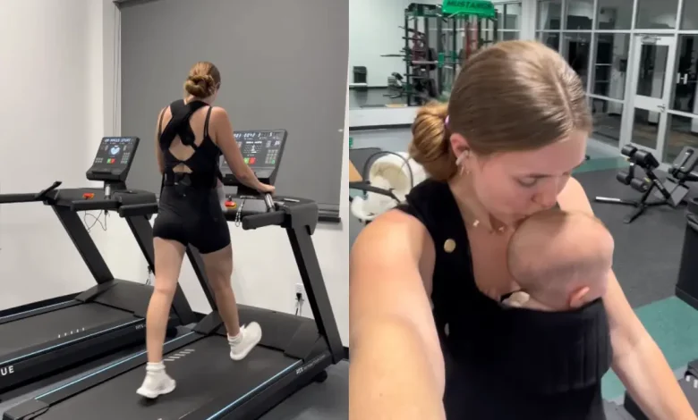 Uma mãe enfrentou duras críticas nas redes sociais ao compartilhar vídeo treinando na esteira com a filha de apenas 5 meses no colo. Confira os detalhes.