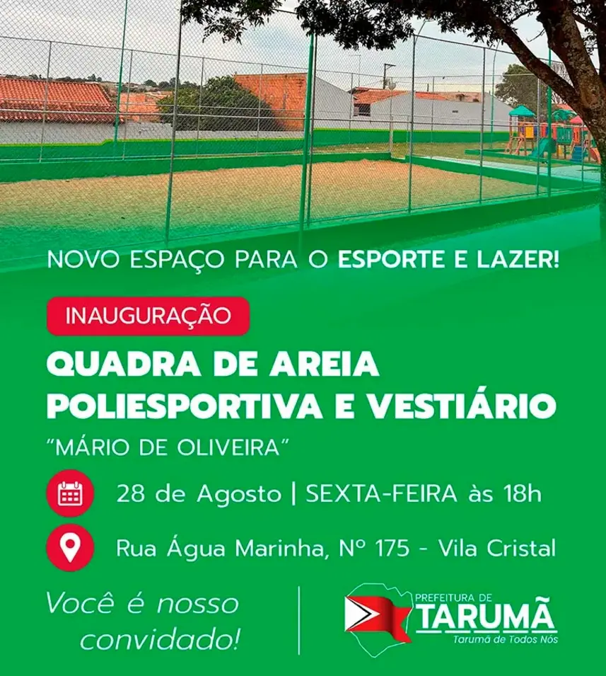 A cidade de Tarumã dá um passo importante na promoção da qualidade de vida com a inauguração de um novo centro esportivo e de lazer para a população.