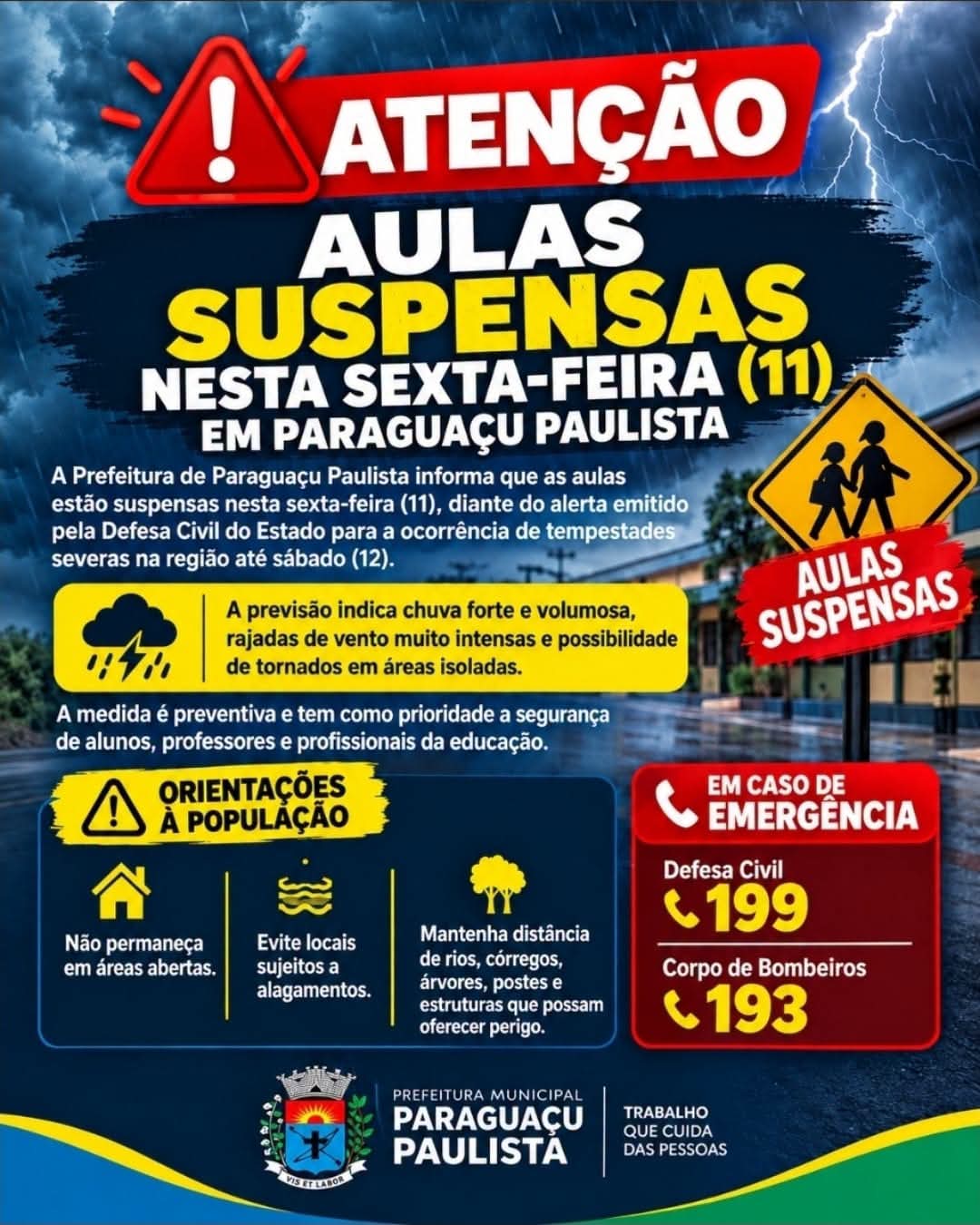 Paraguaçu Paulista suspende aulas após alerta de tempestade 6 FB IMG 1789077483930