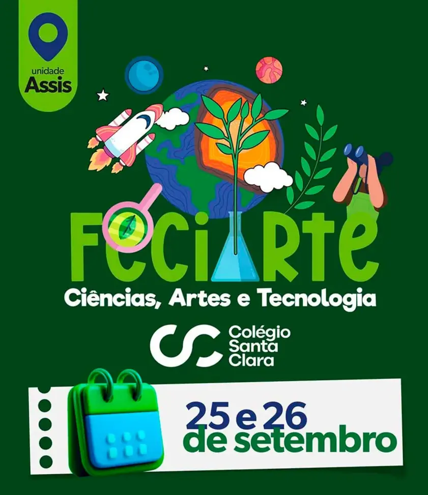 Feciarte Reúne Ciência e Tecnologia em Assis 6 A Feciarte no Colégio Santa Clara em Assis destacou projetos de ciência, robótica e arte desenvolvidos por alunos. Confira os detalhes.