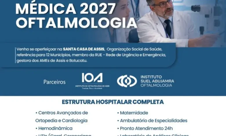 A Santa Casa de Assis está com inscrições abertas para o programa de residência médica em oftalmologia. Confira os prazos e como participar.