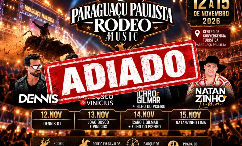 Cartaz de Rodeio Adiado em Paraguacu Paulista