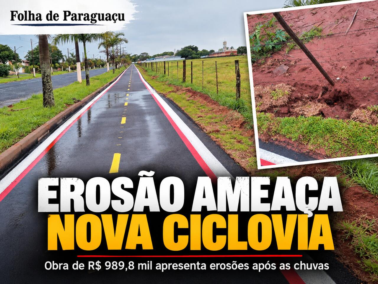 Erosao ameaca nova ciclovia