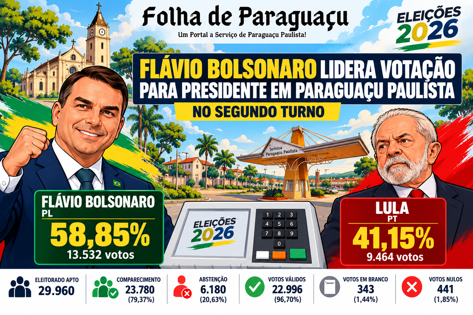 Flávio Bolsonaro vence em Paraguaçu Paulista com 58,85% 6 Infografico Eleitoral de Paraguacu Paulista