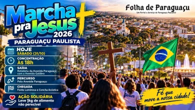 Marcha para Jesus 2026 Mobiliza Paraguaçu Paulista Neste Sábado com Fé e Arrecadação Solidária 2 Marcha para Jesus 2026 acontece hoje em Paraguaçu Paulista com saída às 18h na rotatória da Galdino. Participe e doe 1 kg de alimento não perecível.