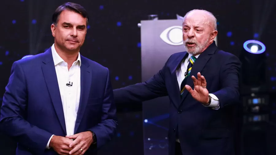 flavio bolsonaro e lula no primeiro debate destas eleicoes realizado pela band