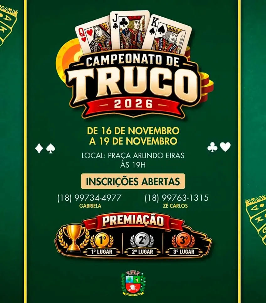 Lutécia Abre Inscrições para Emocionante Campeonato de Truco 6 Estão abertas as inscrições para o Campeonato de Truco em Lutécia. Garanta sua vaga, mostre suas habilidades e participe da competição local.