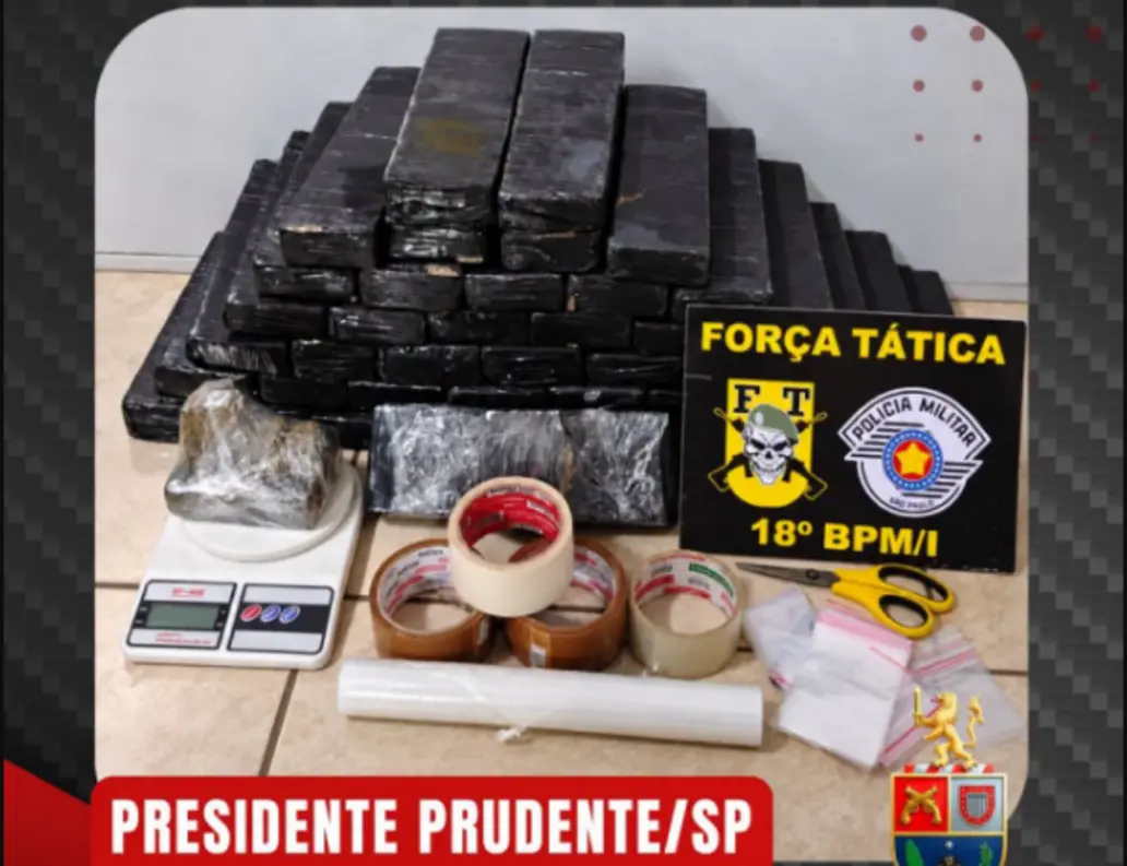 Polícia Militar prende casal e apreende mais de 31 kg de maconha, balança de precisão e celulares em Presidente Prudente. Confira os detalhes.